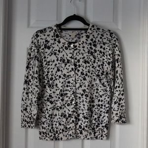 J. Crew 3/4 sleeve floral print Clare Cardigan, M